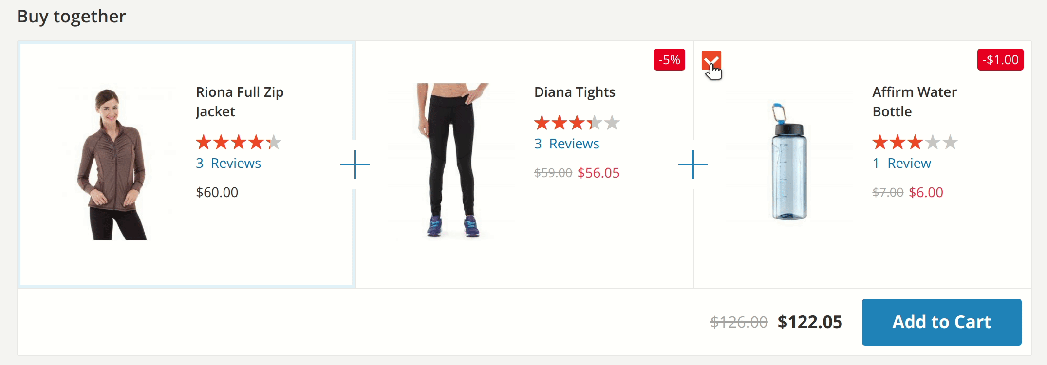 Optional products in Mirasvit Magento 2 Buy Together - Product Kits extension's product kit