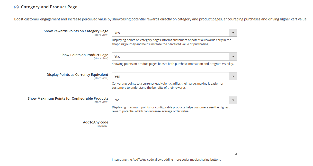 Category and product page