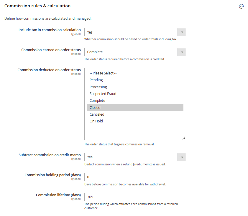 Commission rules &amp; calculation