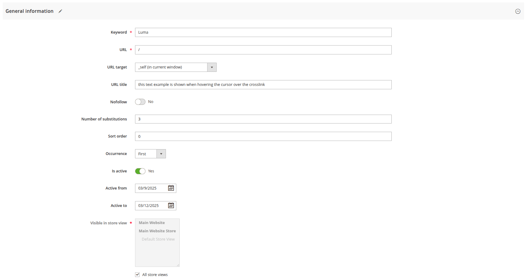 cross-links manager options