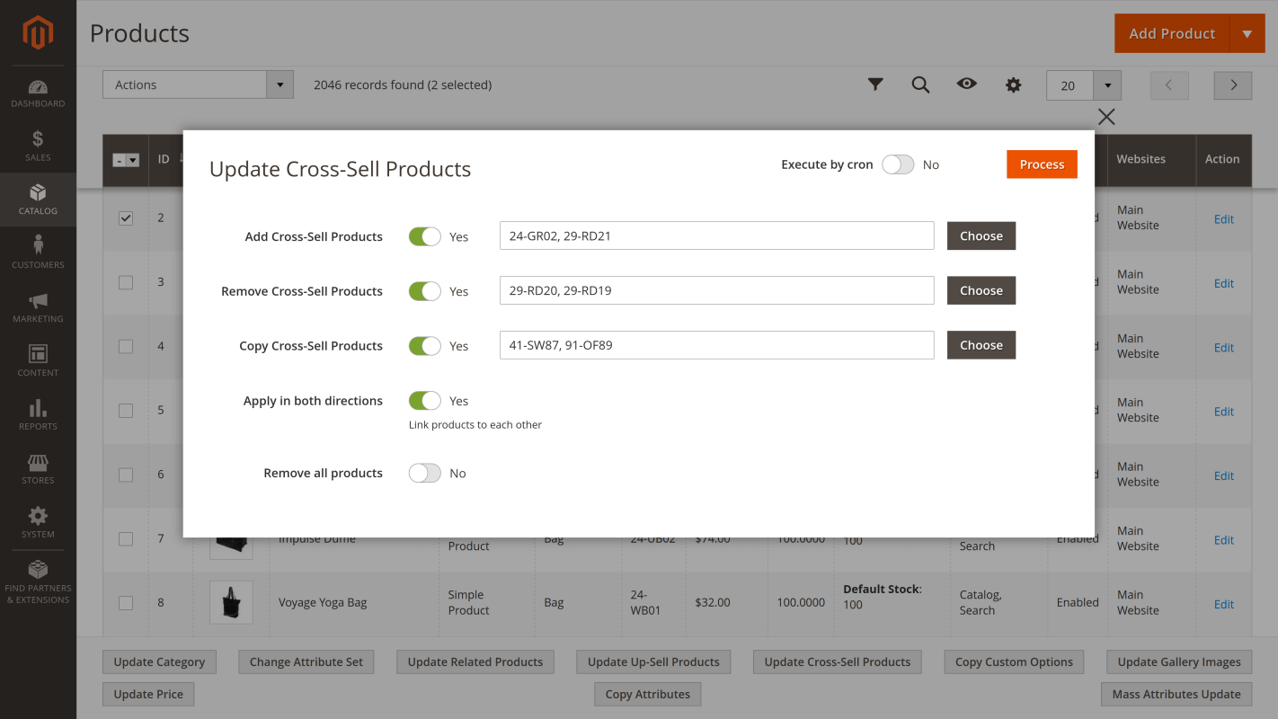 Update cross-sell products