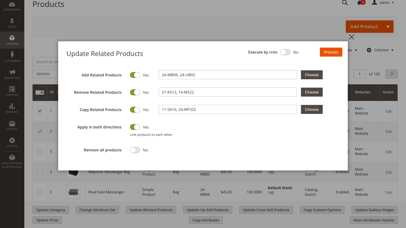 Update related products