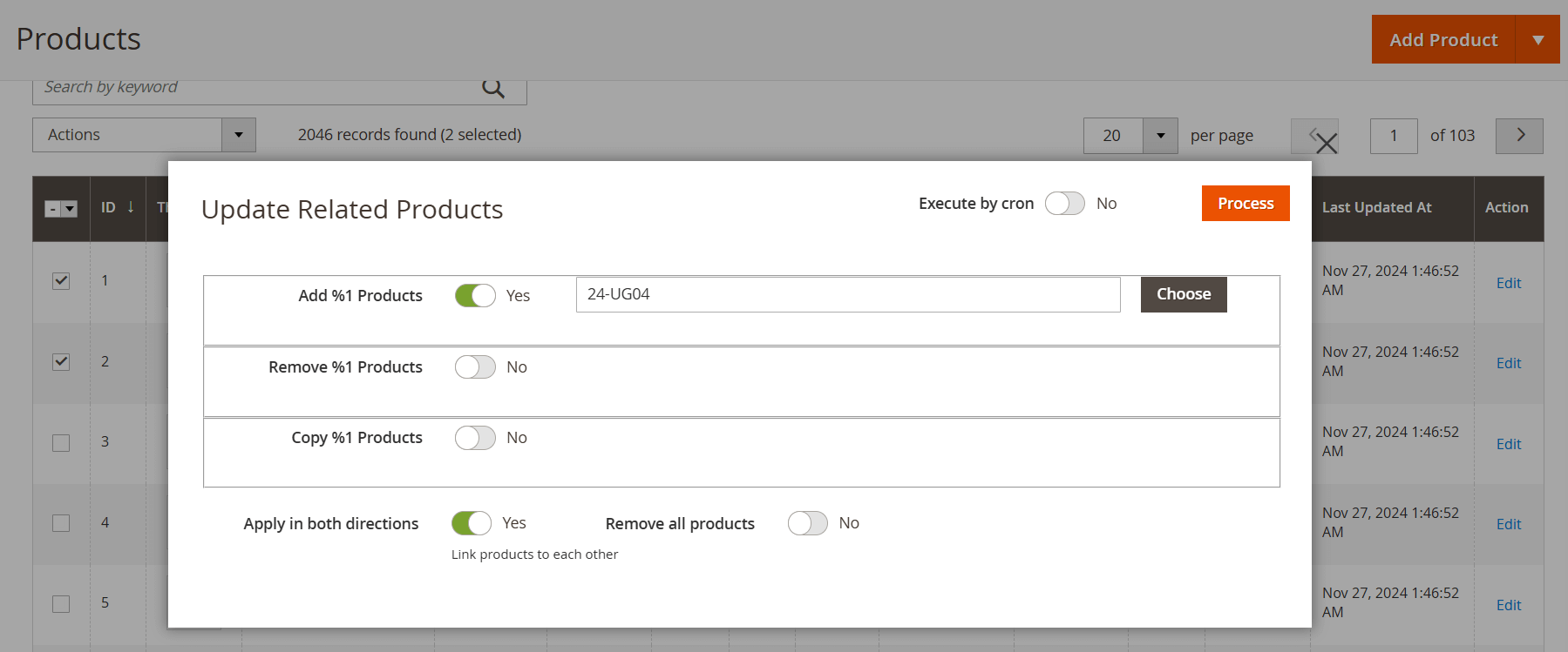 Update related products
