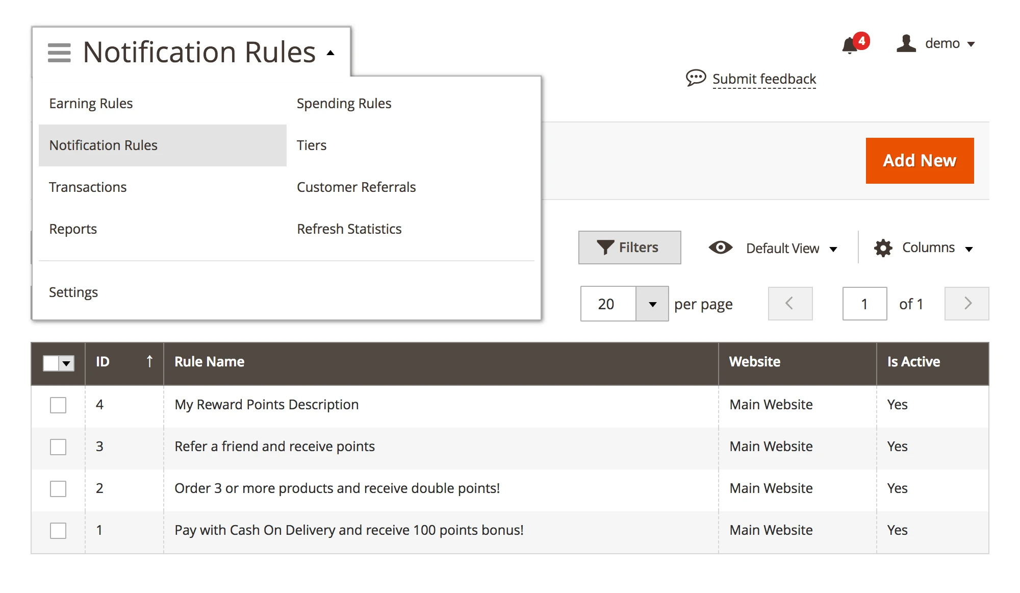 Reward Points - Notification Rules