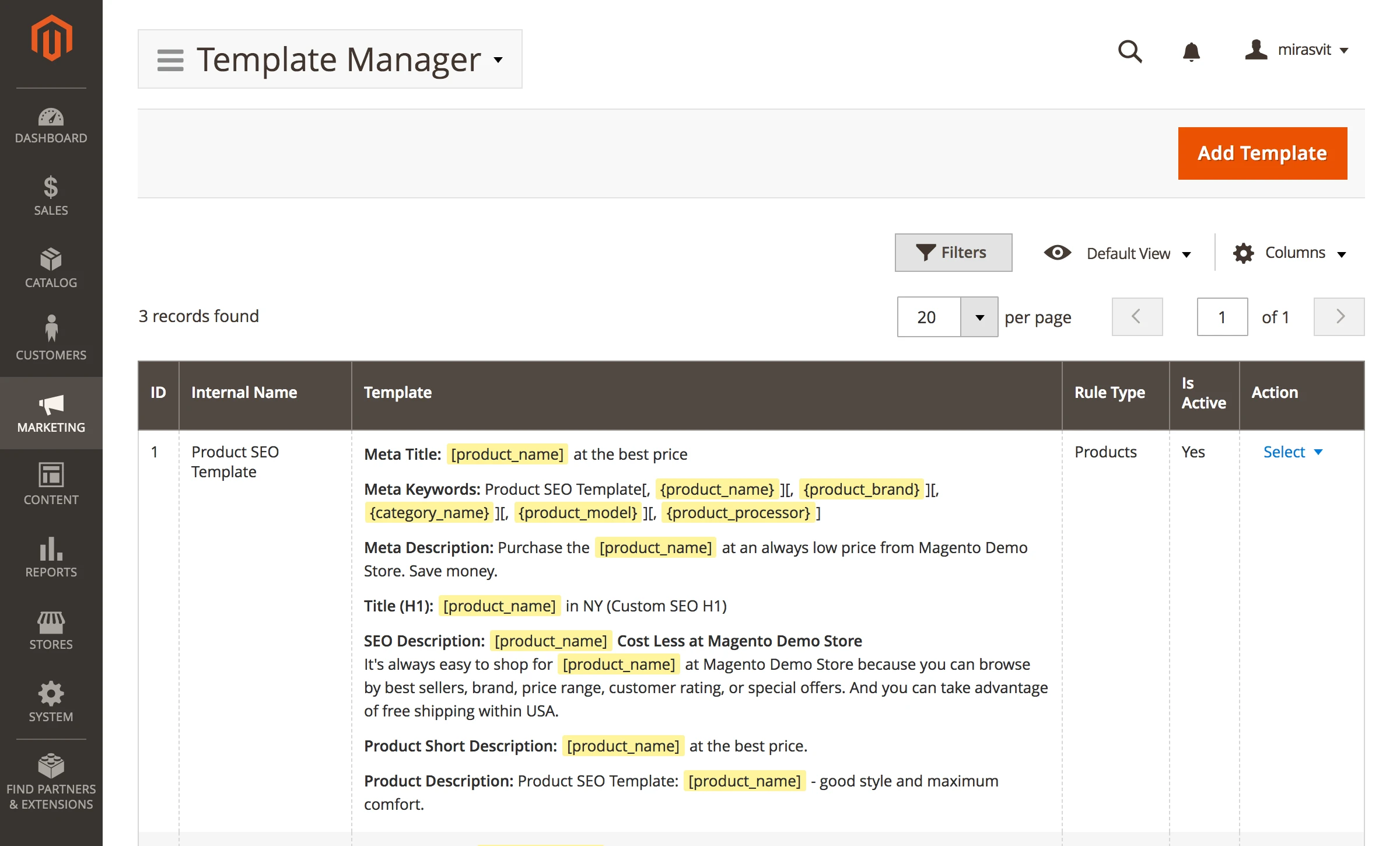 Example of SEO Template for Products