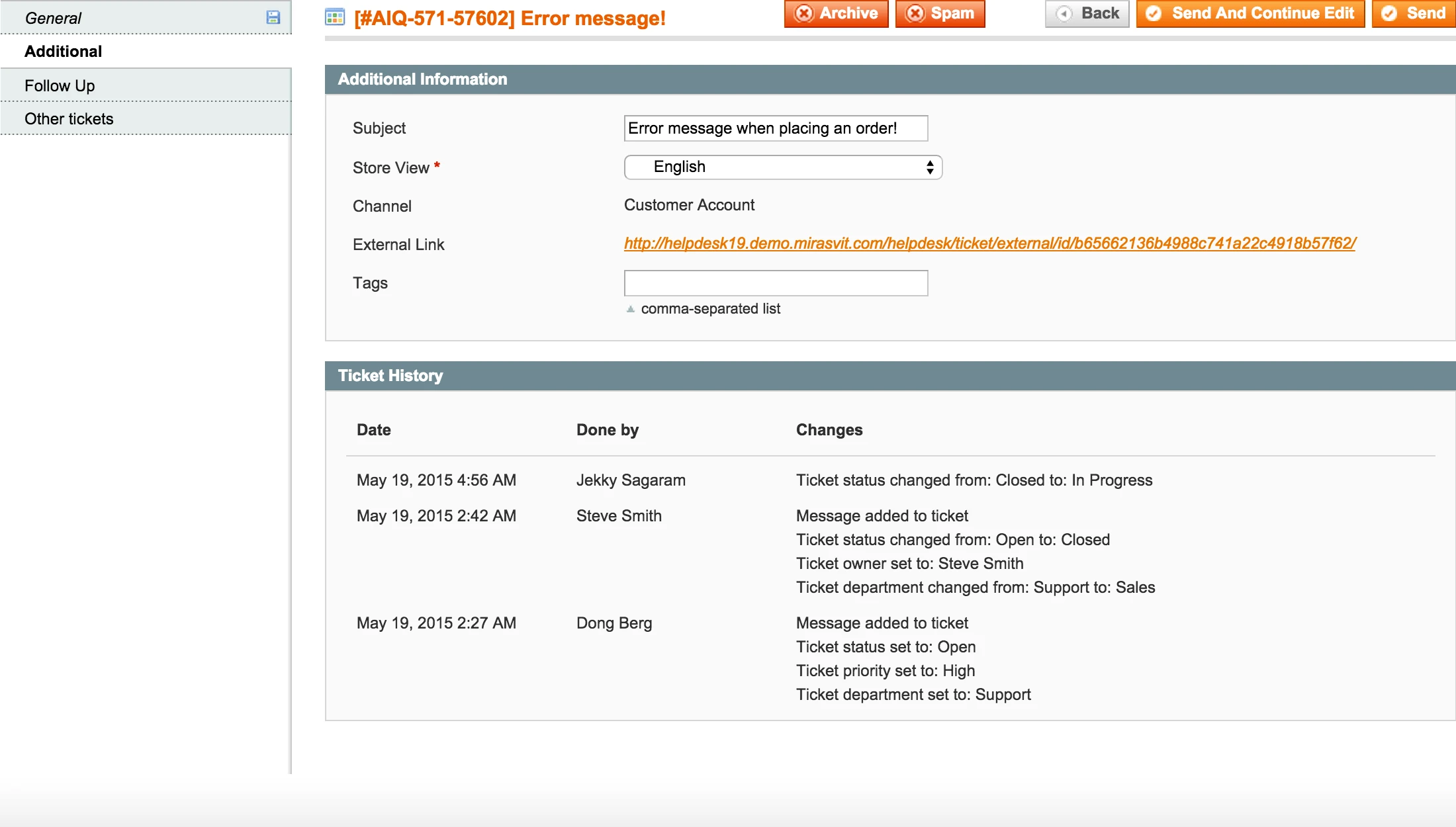Backend - Ticket - Additional