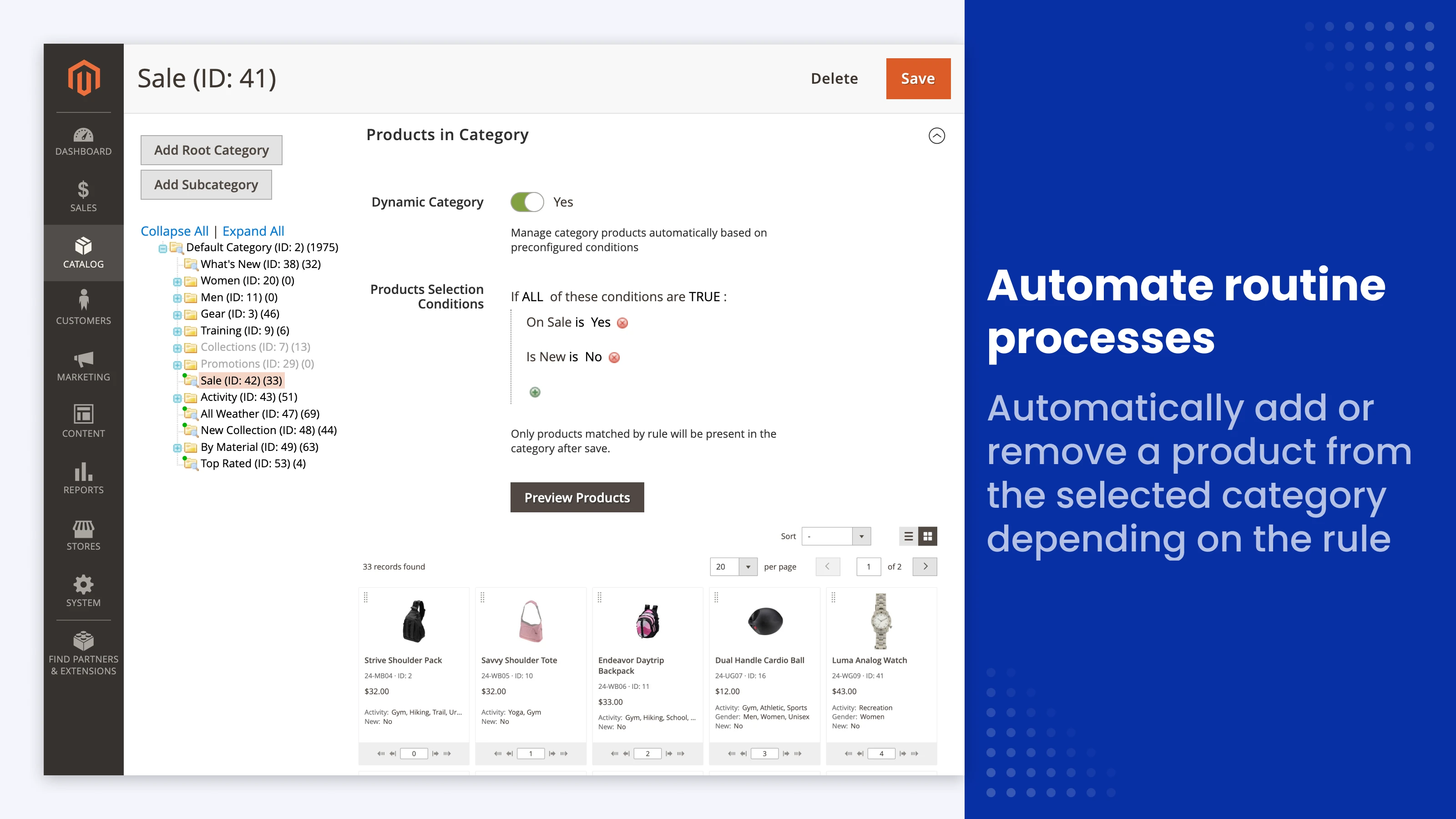 dynamic category rules