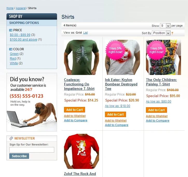 Category View - Magento Catalog Labels