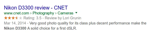 Product Rating Rich Snippet