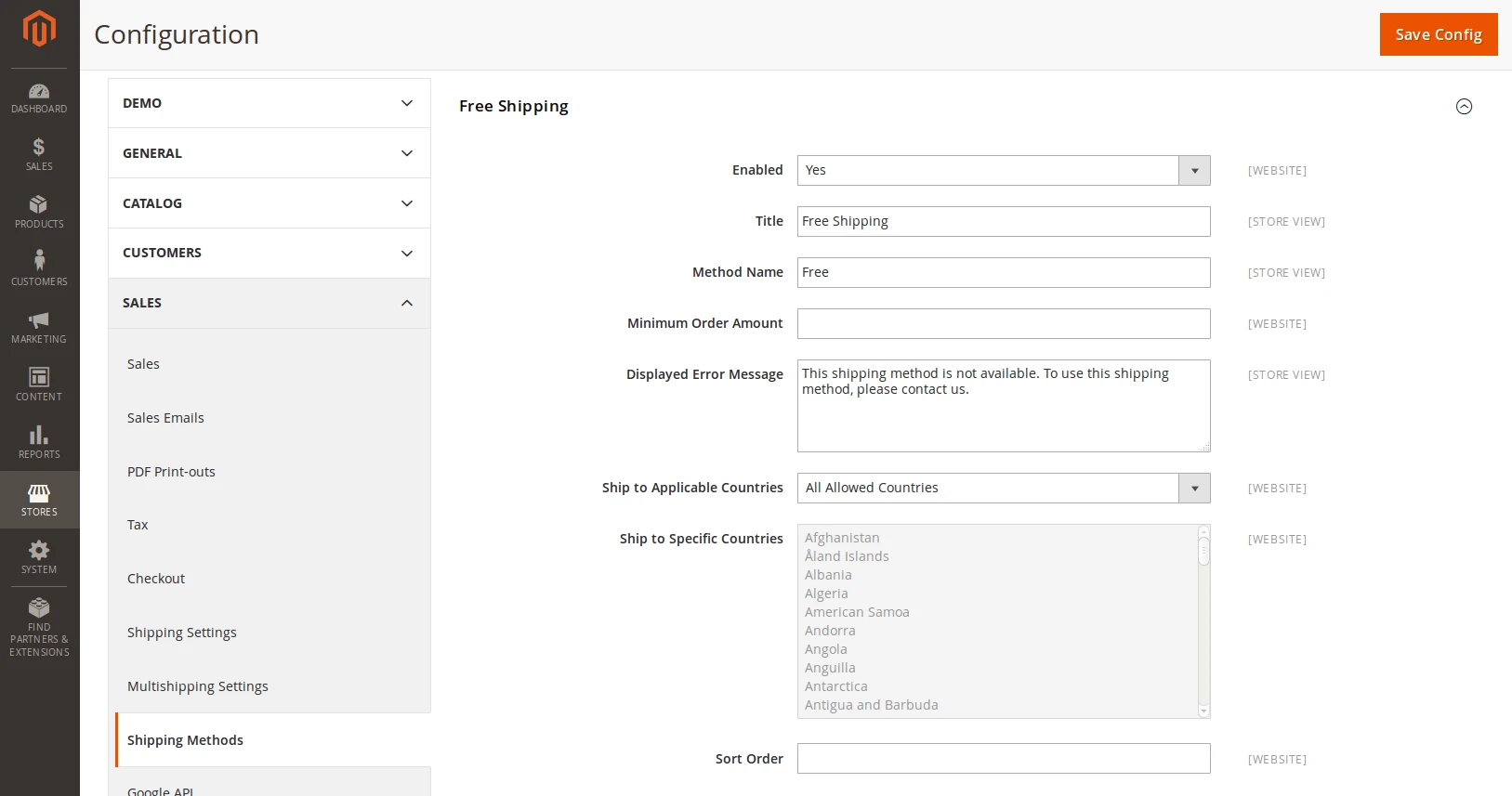 Configuring free shipping with thresholds in Magento 2