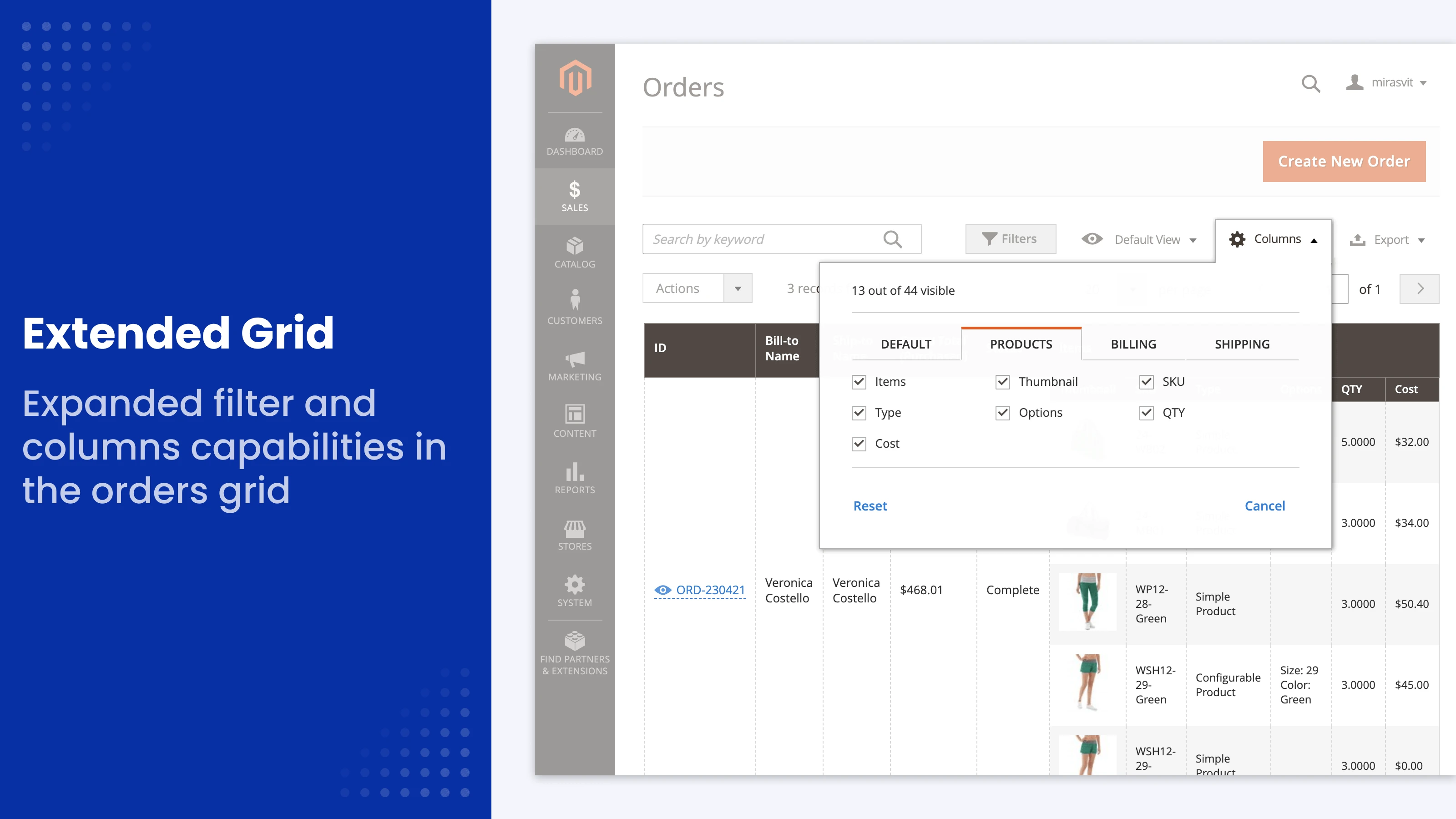 Extended Orders Grid