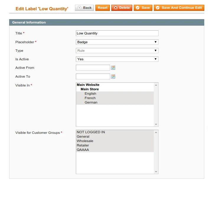 Label / General Information