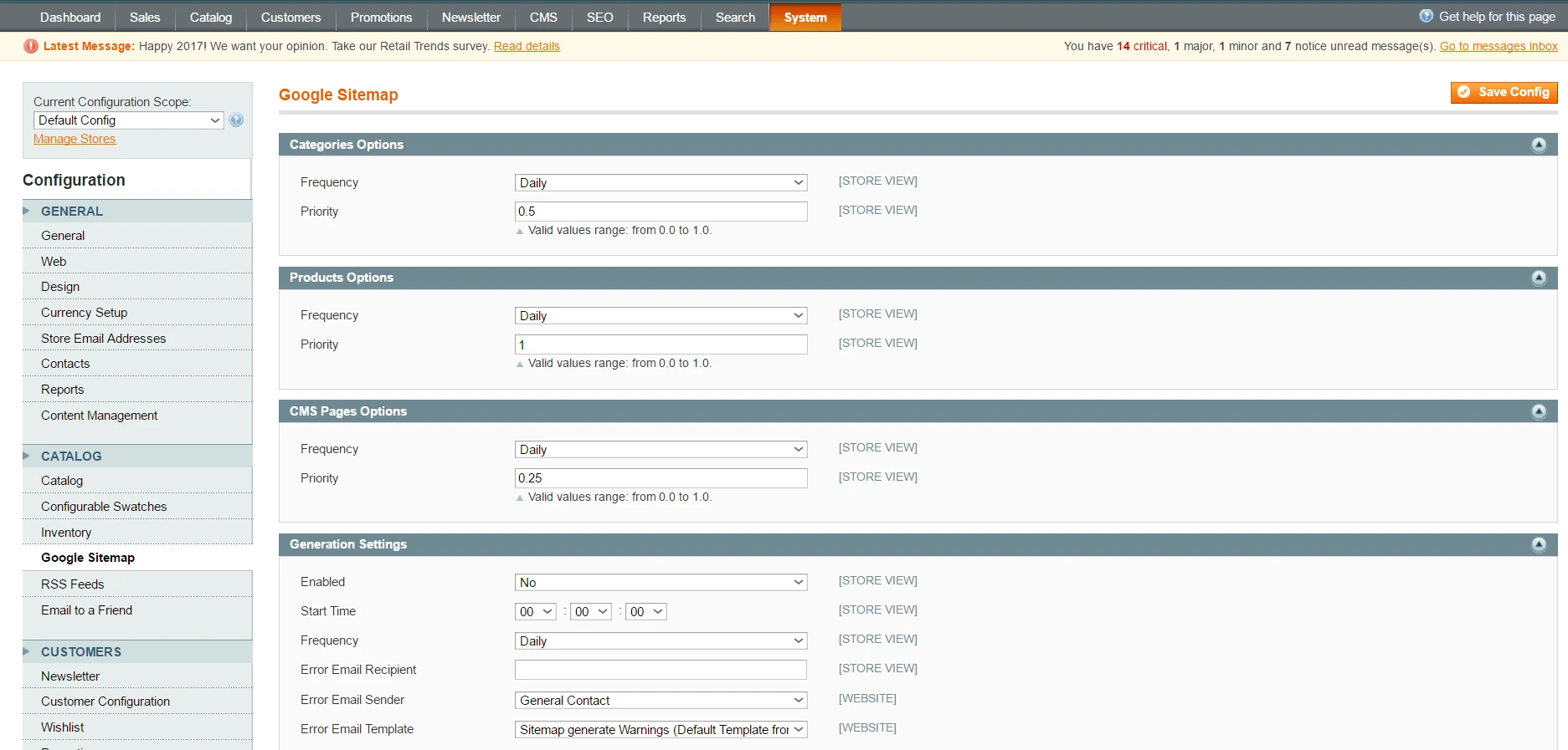 Advanced SEO Suite Google Sitemap settings