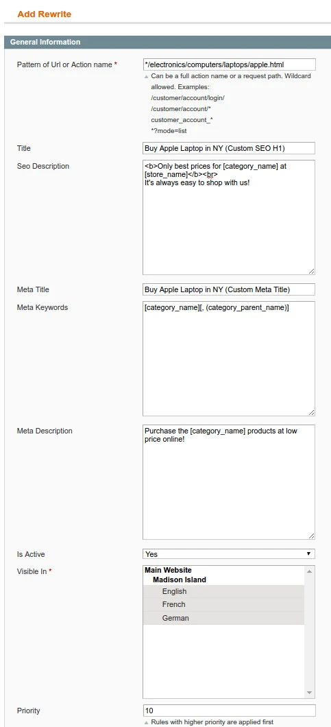 Sample Rewrite in Advanced SEO Suite