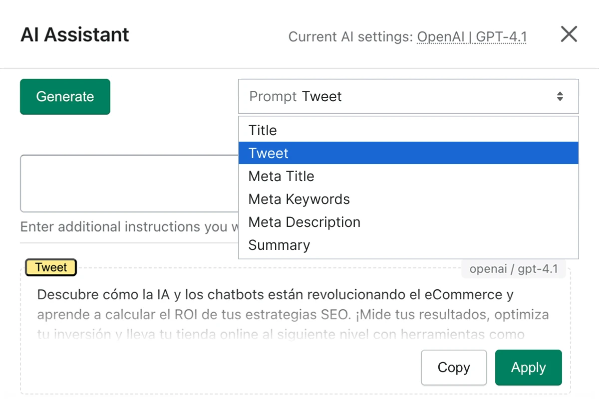 AI Assistant for blog posts