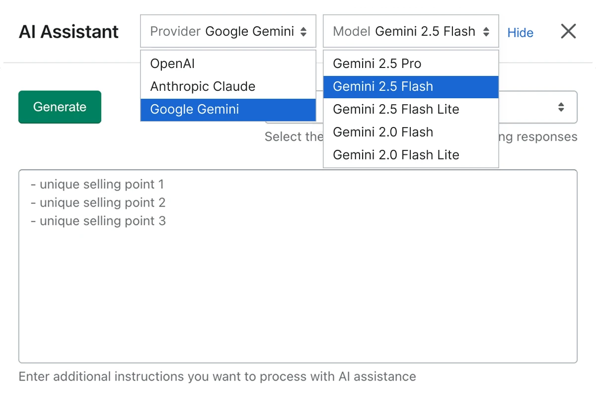 AI Assistant providers