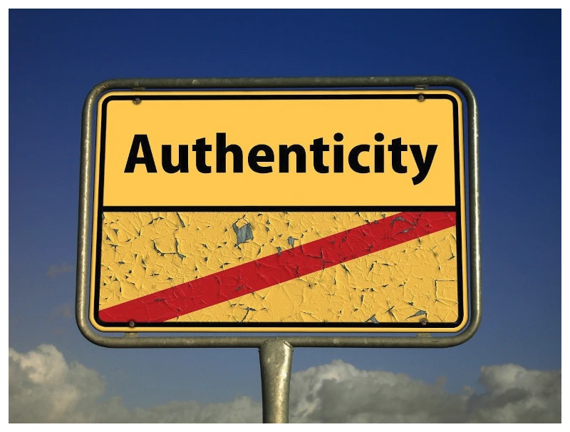 A road sign that marks the border between emptiness and authenticity