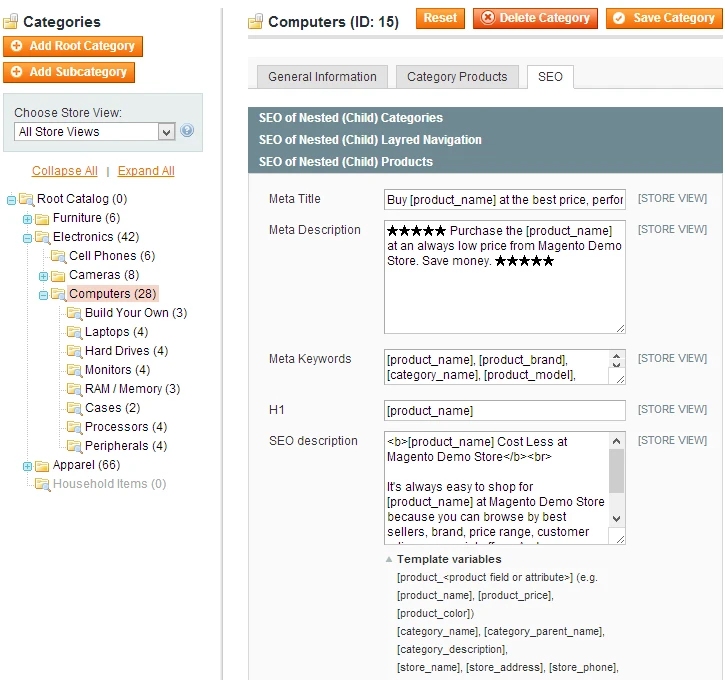 SEO of Nested (Child) Products