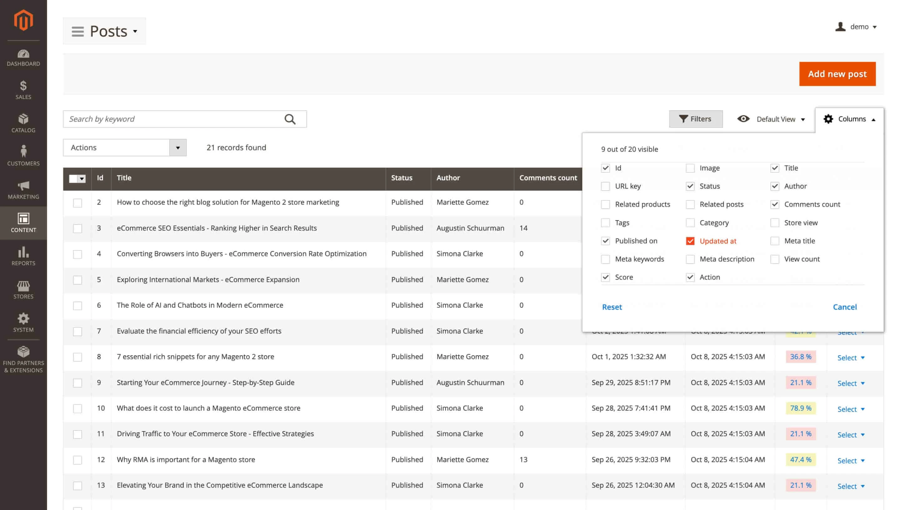 Blog MX updated at column enabling