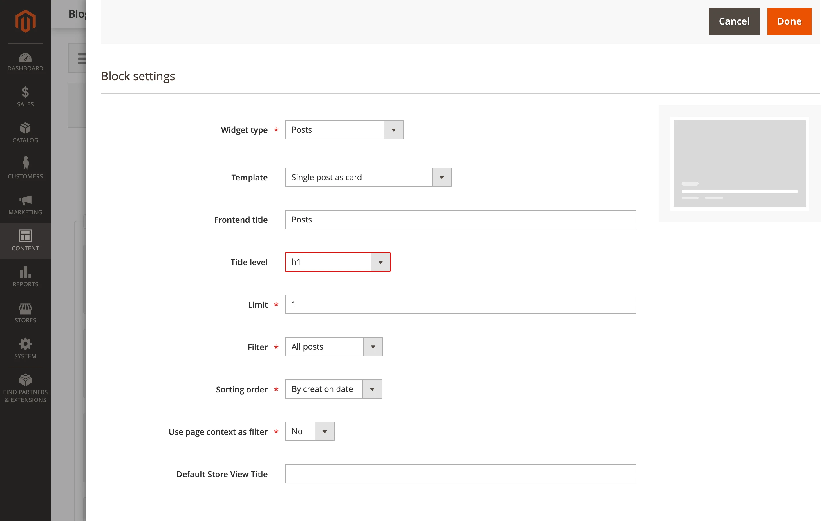 Customizable Header Levels for Blog Widgets
