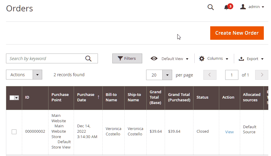 Default Magento Order ID Full Number Search