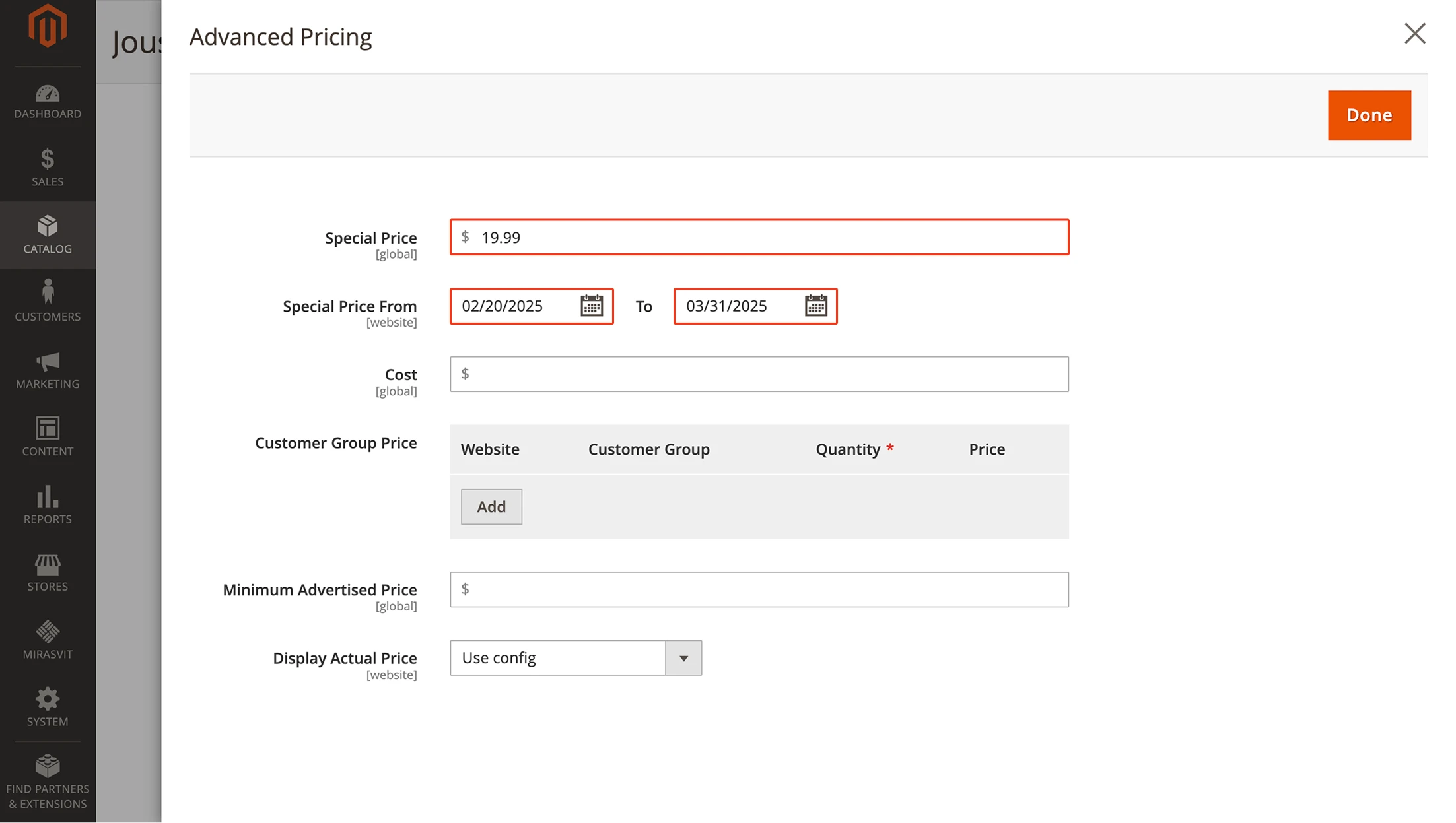 Define the special price
