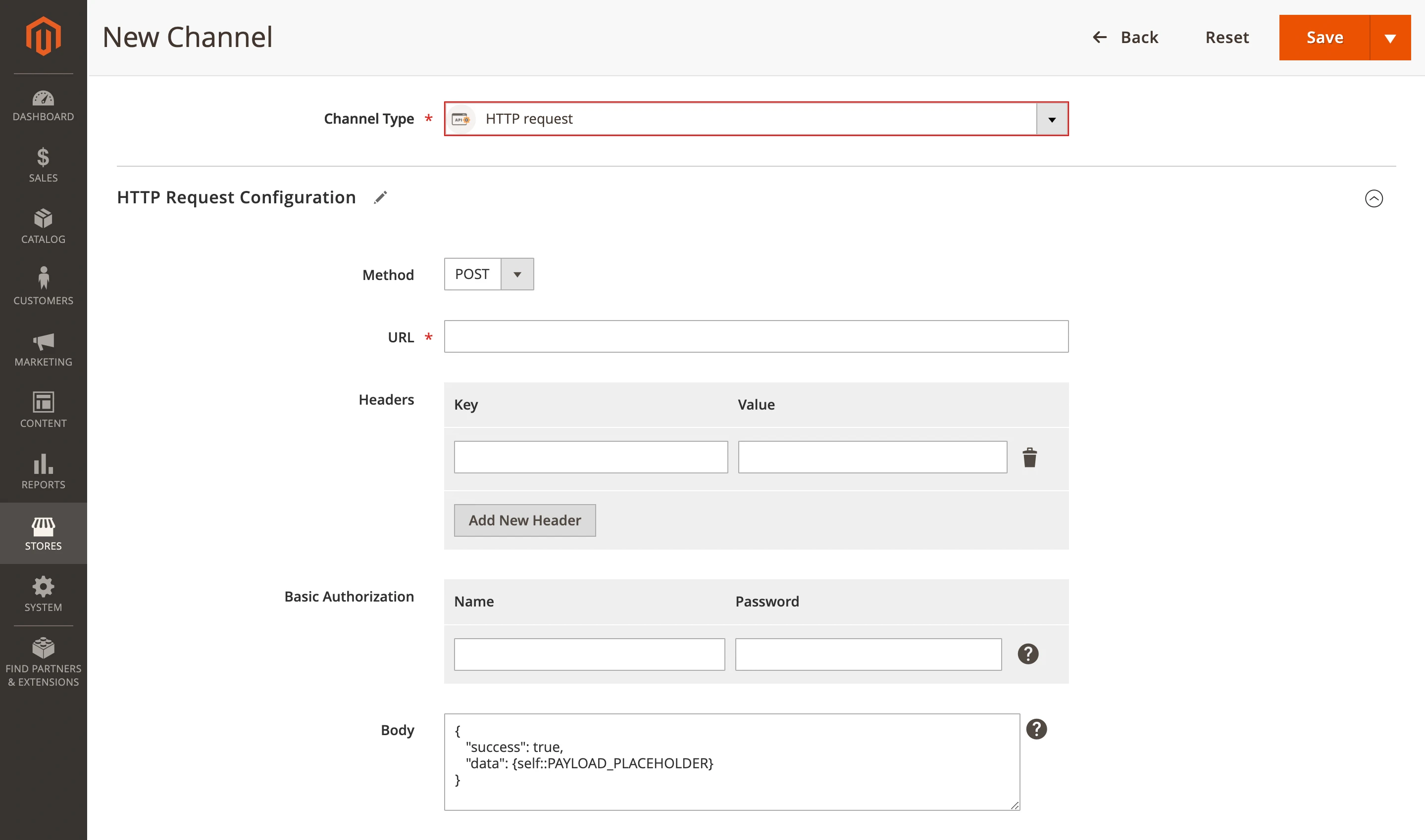 Expanded http channel capabilities for external stock updates