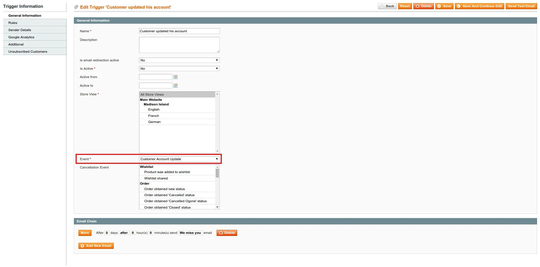 Customer Account Notification Update