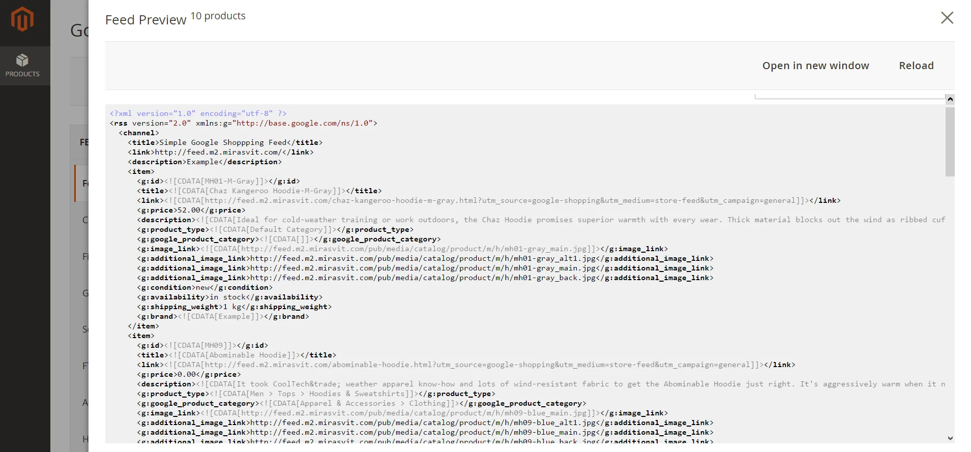 Google Shopping feed (preview mode)