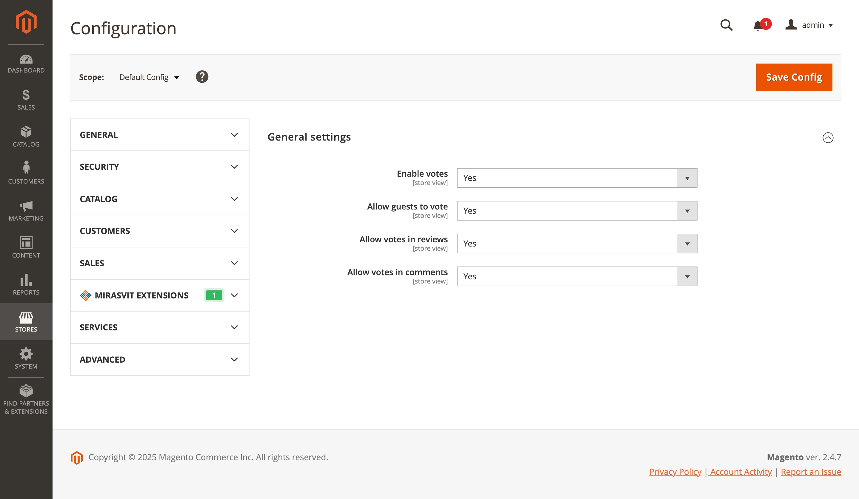 Helpfulness voting settings