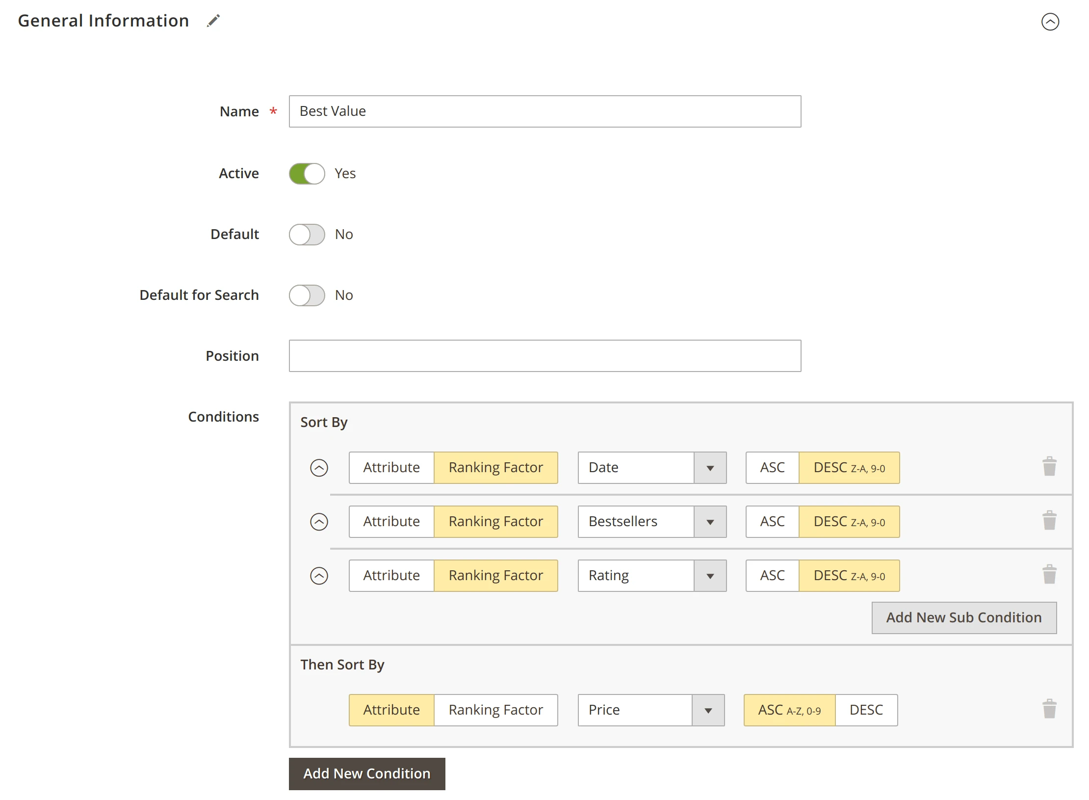 Combining several variables to form a single sorting criterion in Mirasvit Magento 2 Improved Sorting extension
