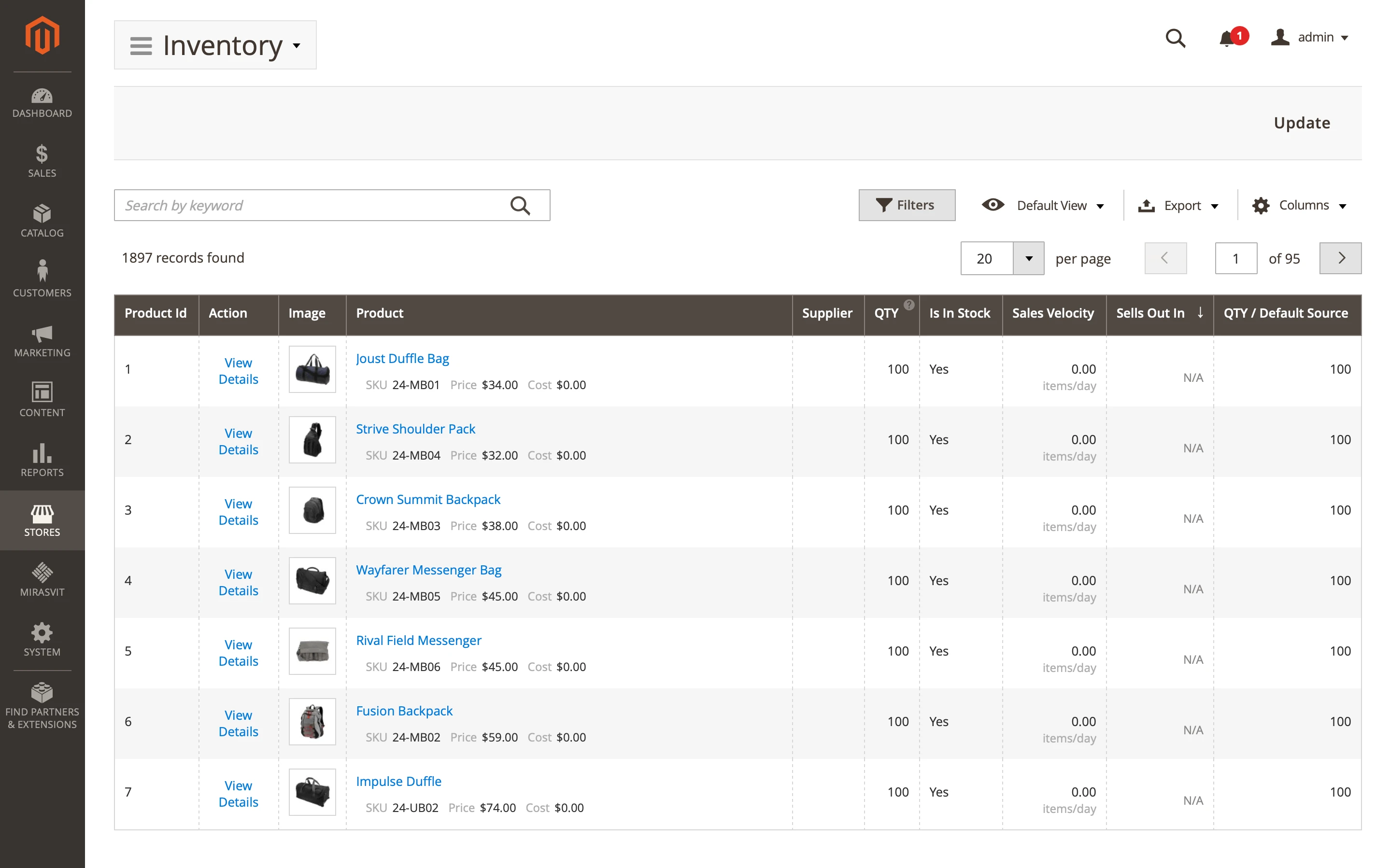 Inventory planner module for stock management system