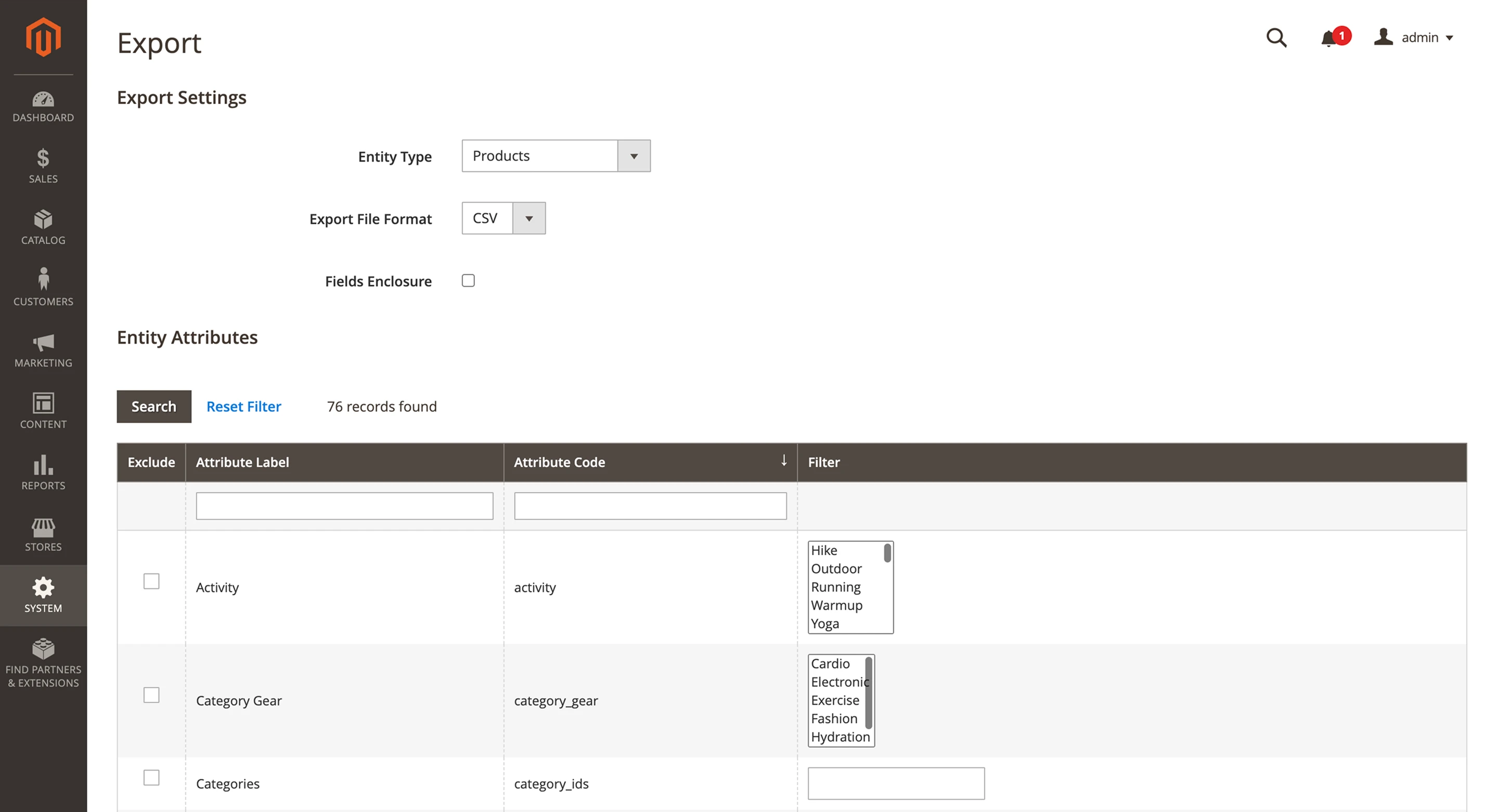 Magento 2 Mass product update settings page