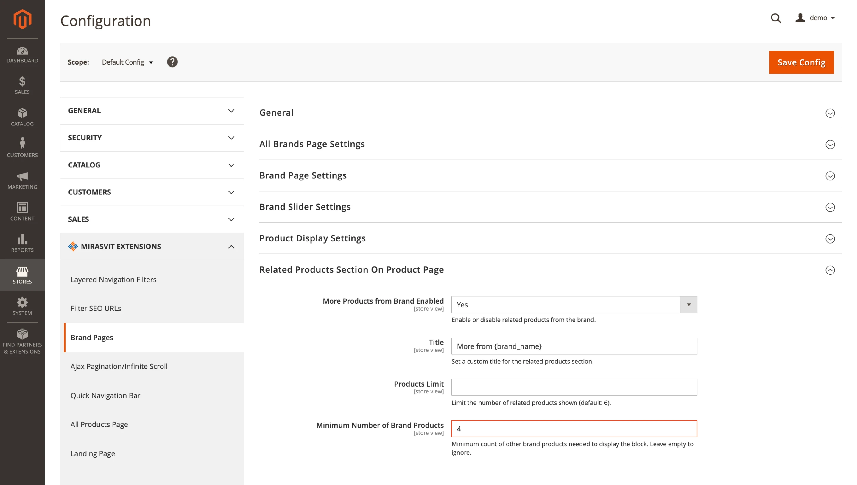 Minimum product count for More From Brand block
