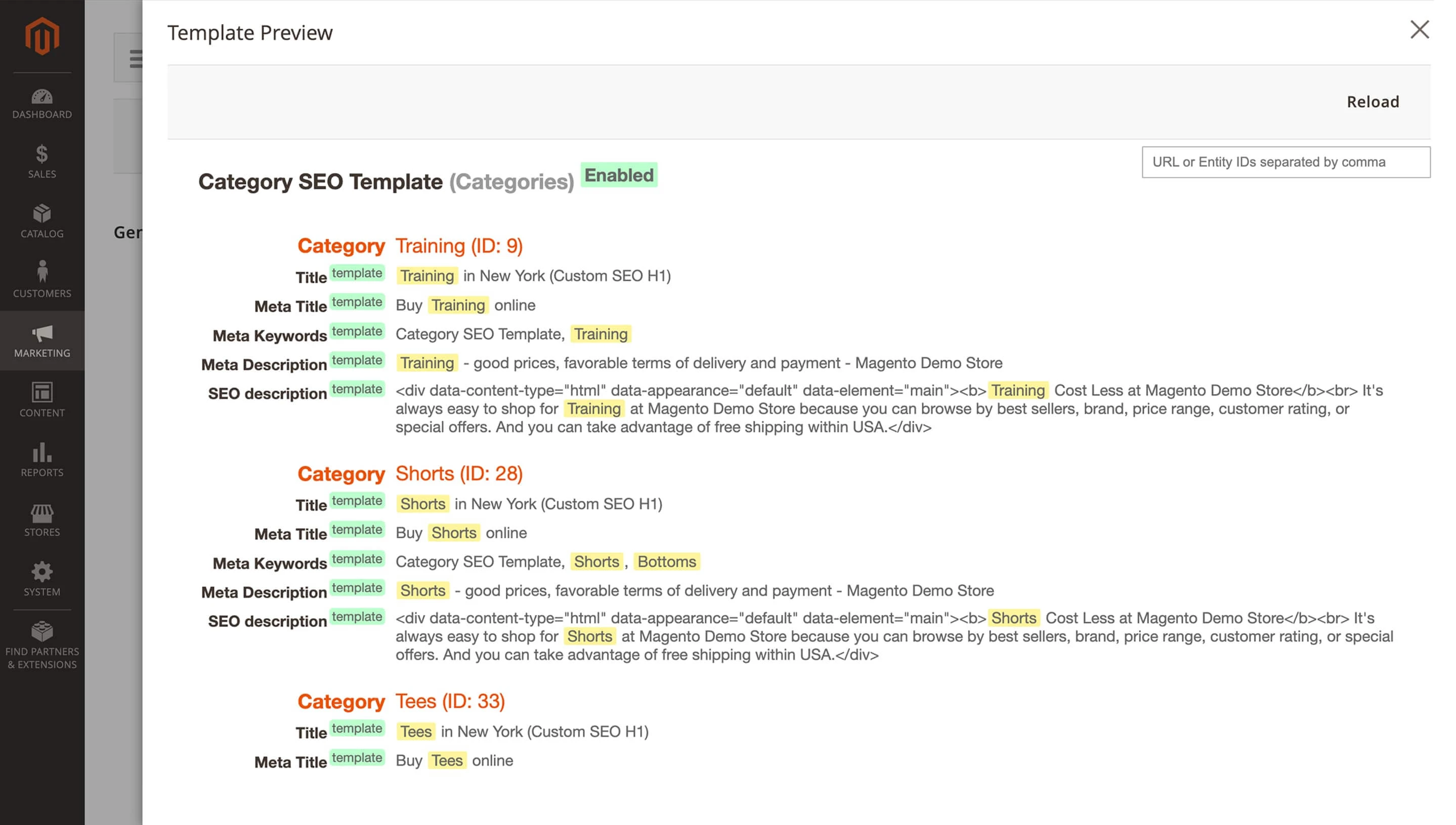 Mirasvit template preview