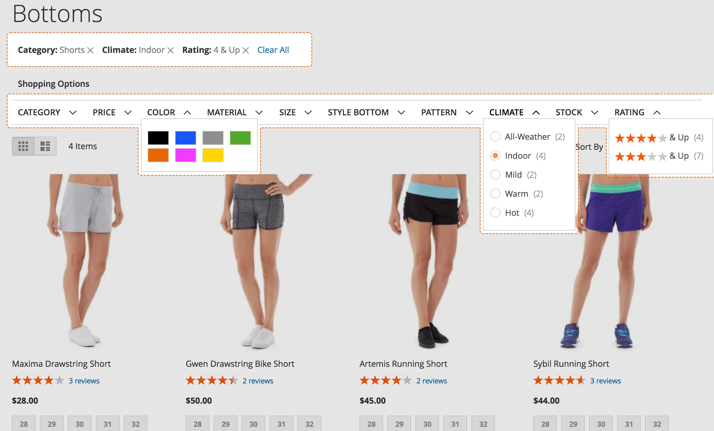 Magento 2 enterprise layered navigation. Top filters
