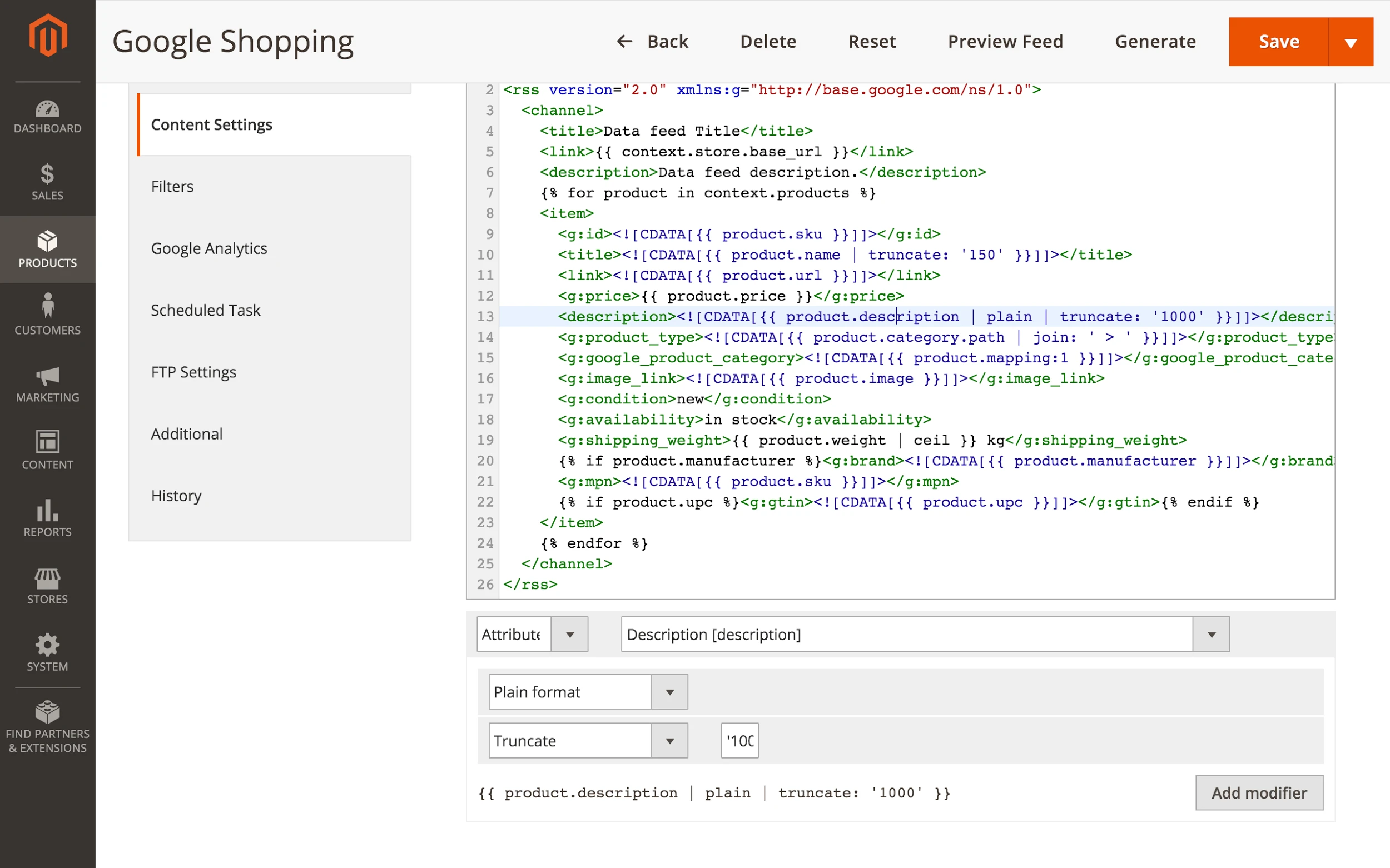 Product Contents Setting with Modifiers