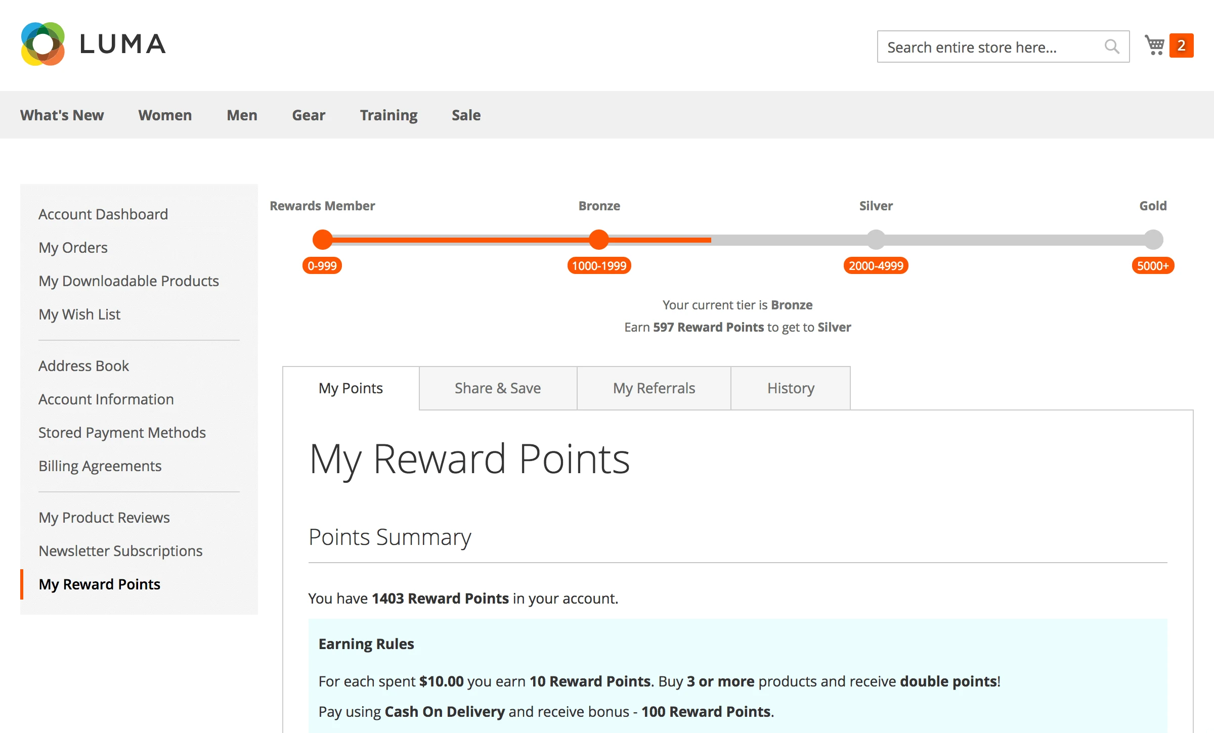 Magento 2 Reward Points