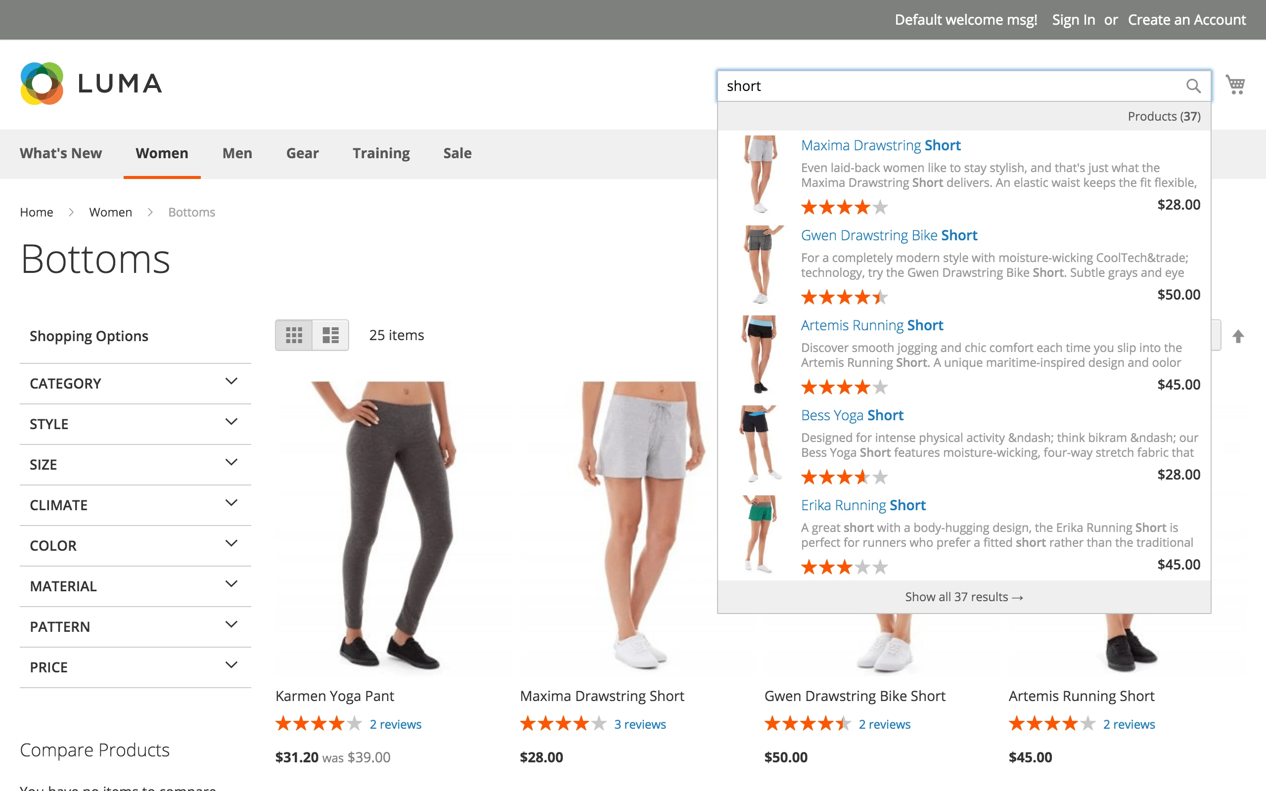 Search Autocomplete Results