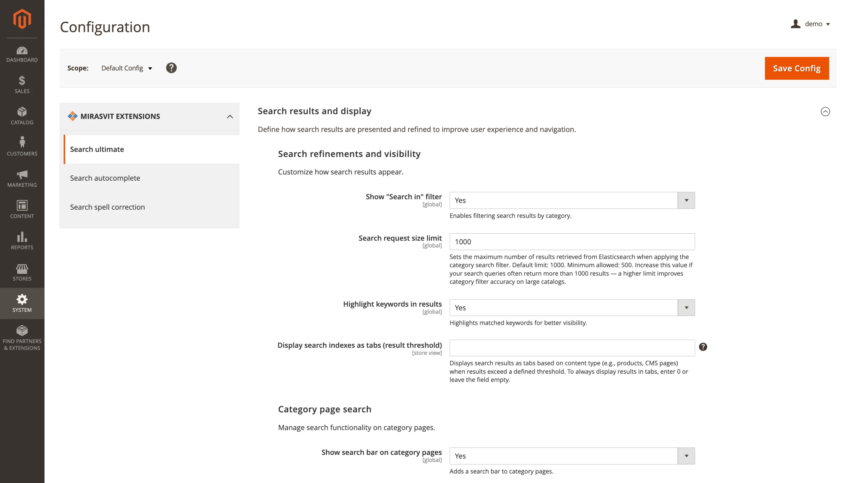 Search request size limit
