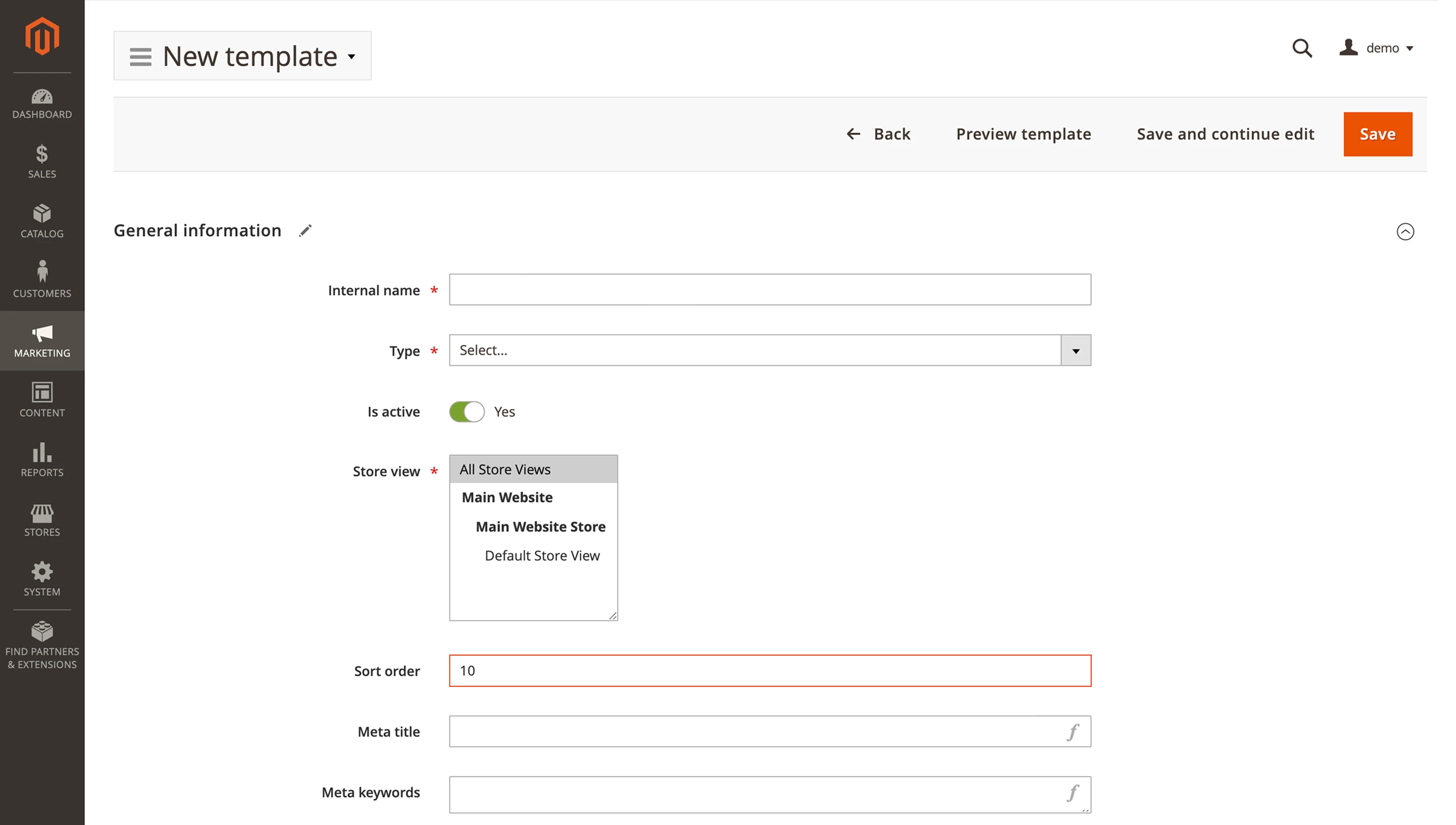 SEO template sort oder