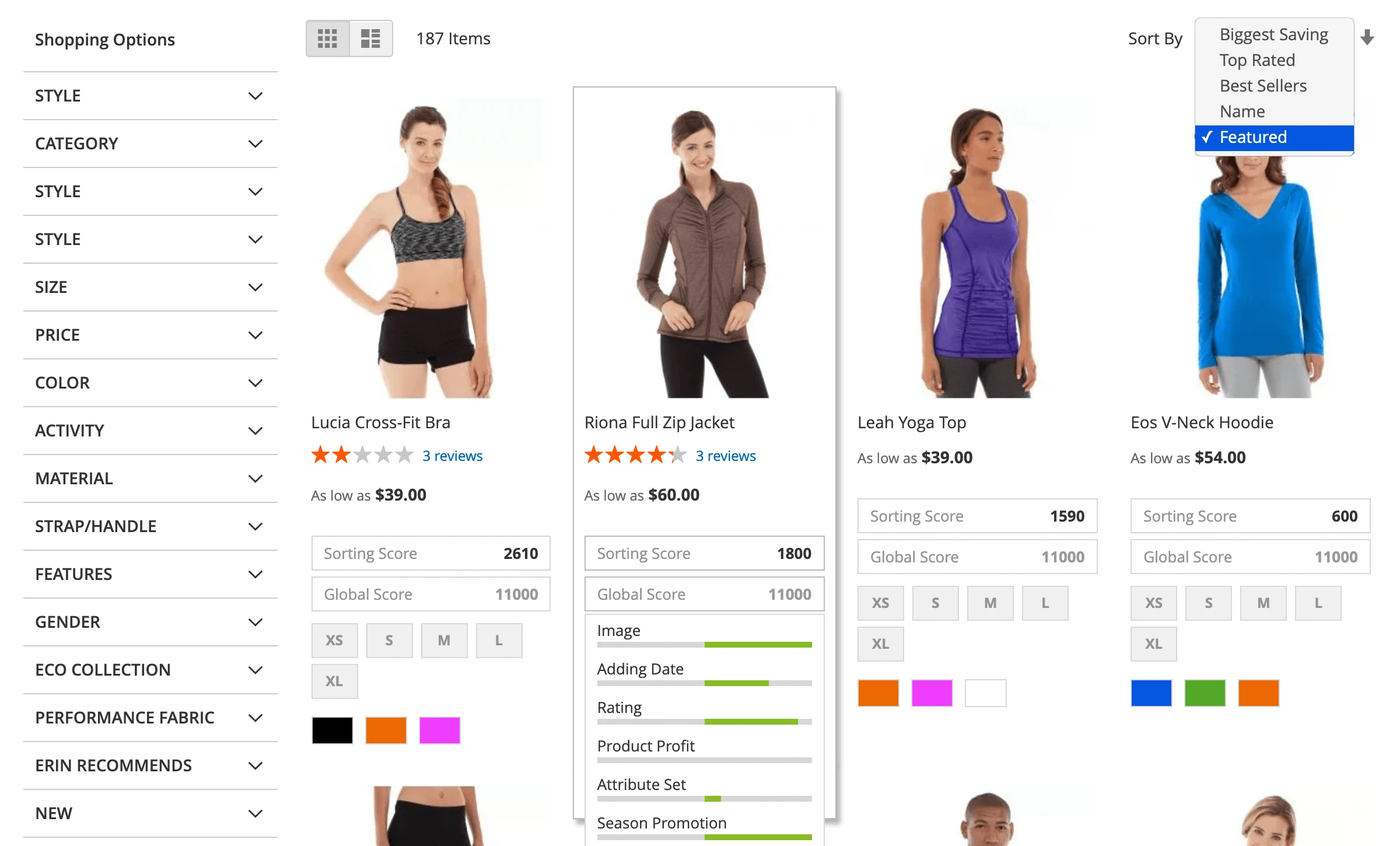 Debugging product sorting in Mirasvit Magento 2 Improved Sorting extension in the frontend.
