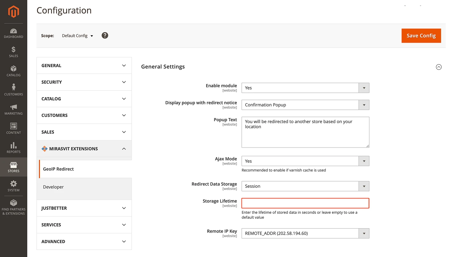 Storage Lifetime setting for redirect sessions