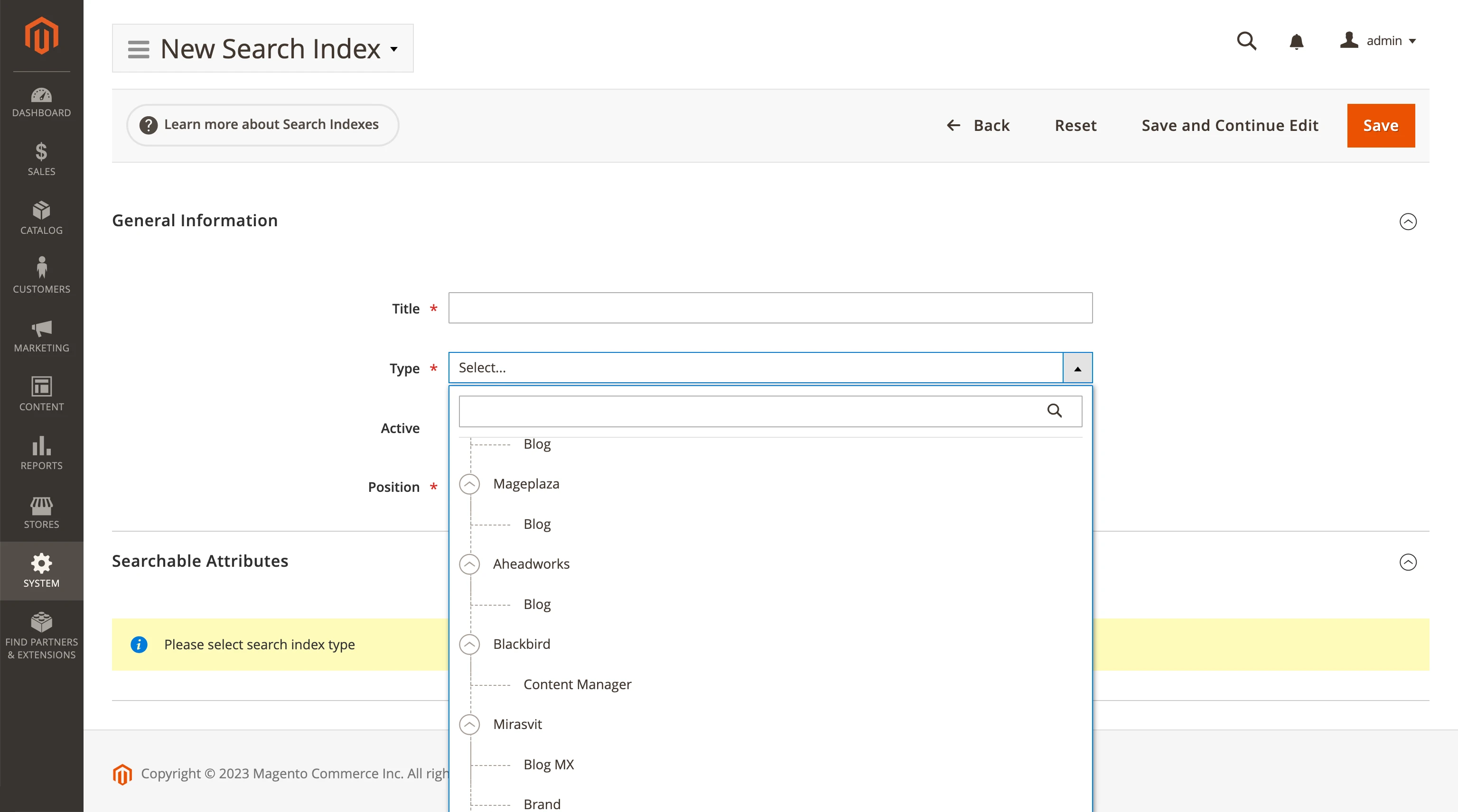 Magento 2 Elasticsearch new search index